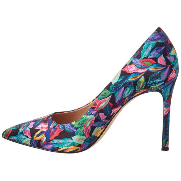 POUR LA VICTOIRE Celeste Pointy Toe Pump Heels Floral Tropic Trip Satin Shoes 6 - Picture 5 of 10
